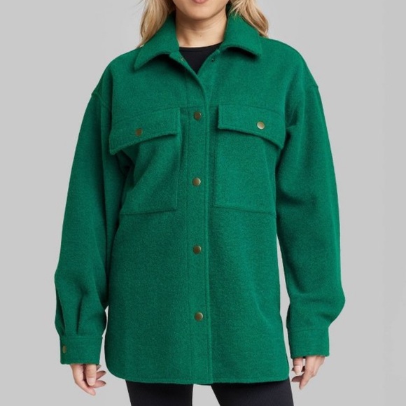wild fable Jackets & Blazers - NWOT Wild Fable Dark Teal Green Cozy Shacket